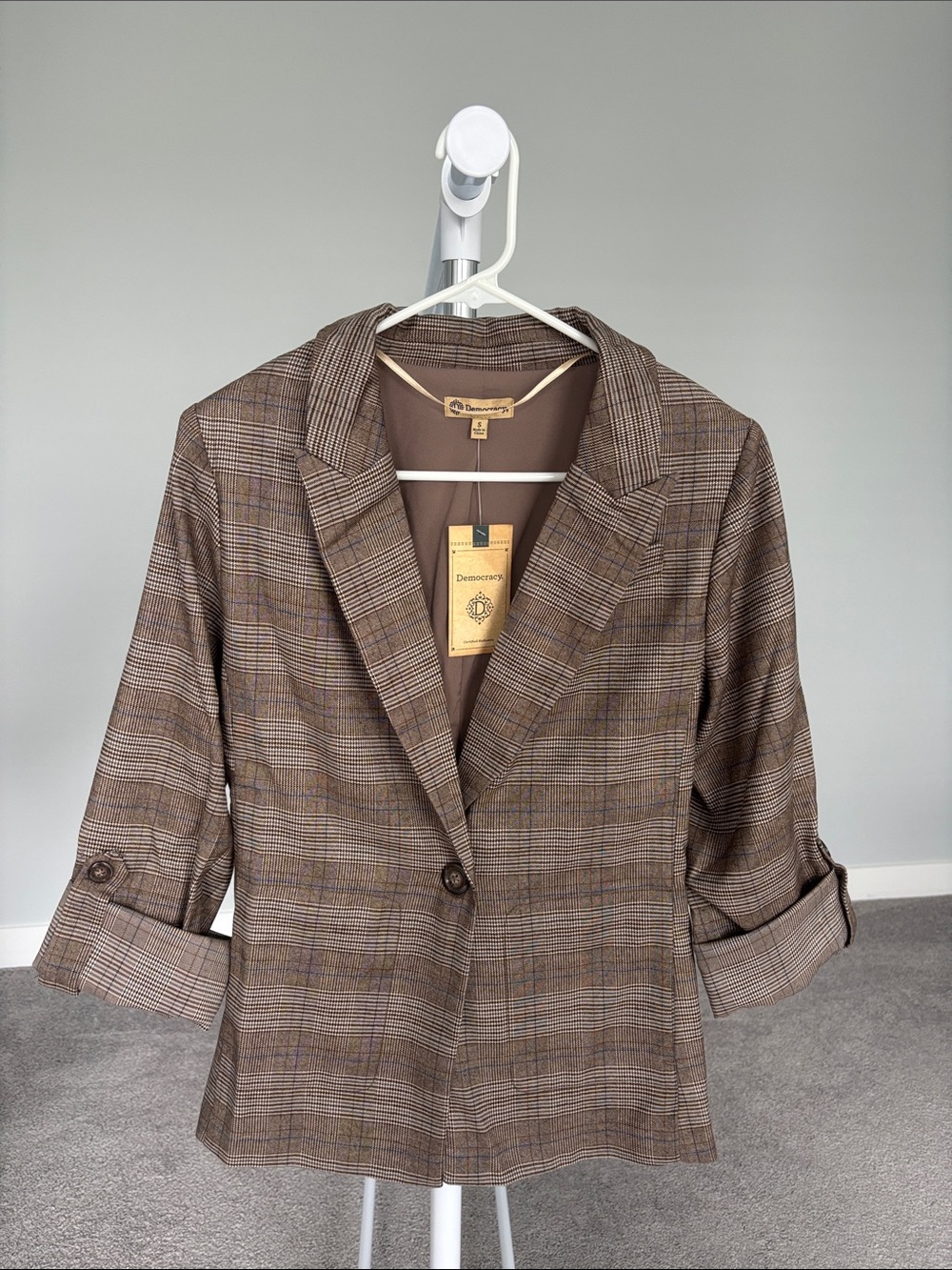 Democracy Tailored Brown Plaid Women's Blazer